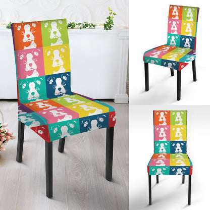 Cute Boston Terrier Faces Print Dining Chair Slipcover