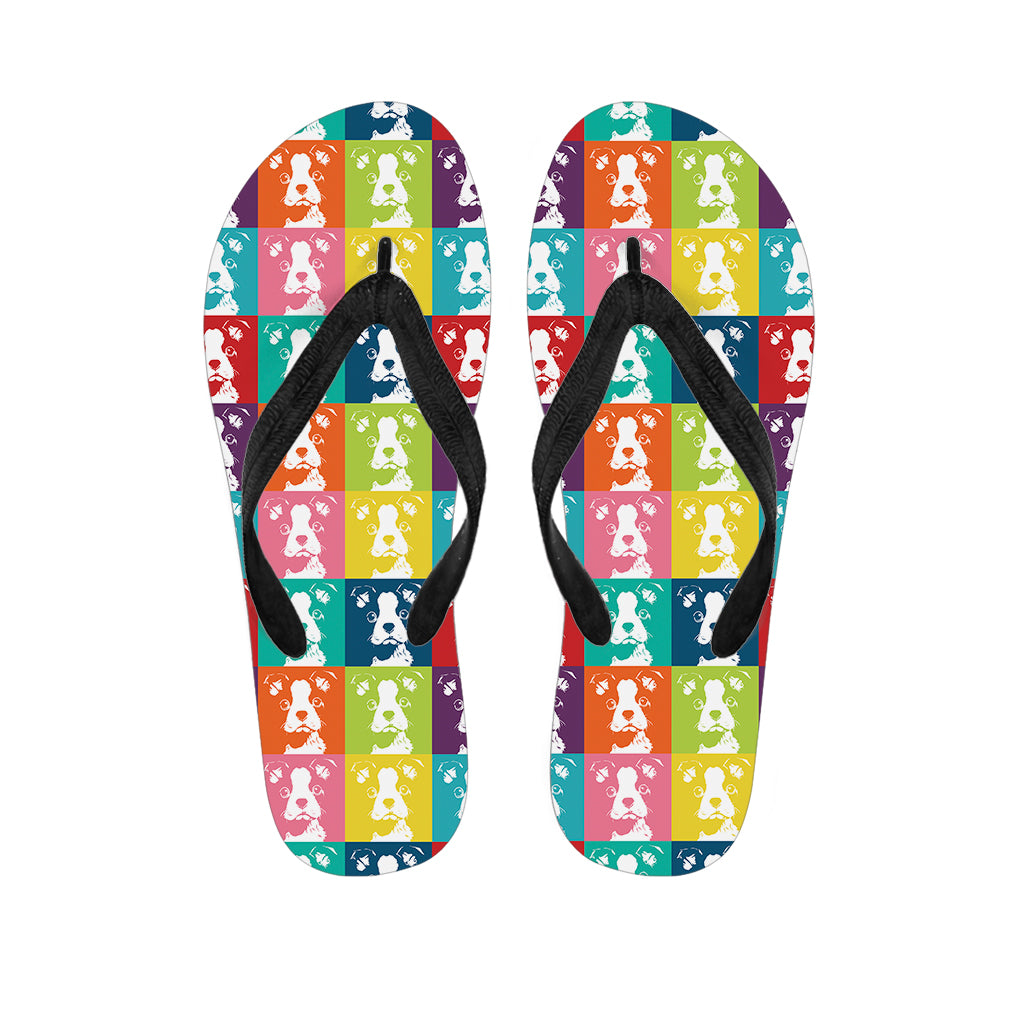 Cute Boston Terrier Faces Print Flip Flops