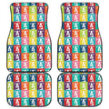 Cute Boston Terrier Faces Print Front and Back Car Floor Mats
