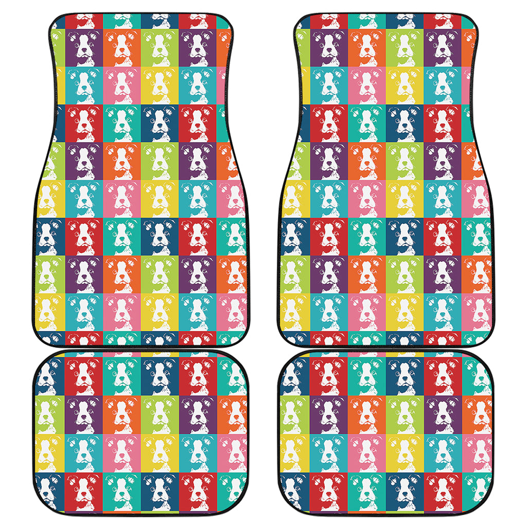 Cute Boston Terrier Faces Print Front and Back Car Floor Mats