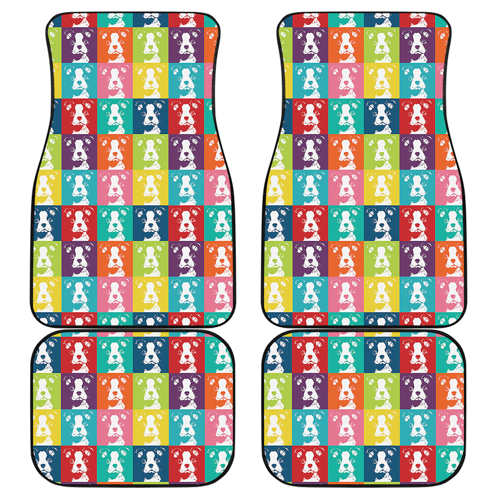 Cute Boston Terrier Faces Print Front and Back Car Floor Mats