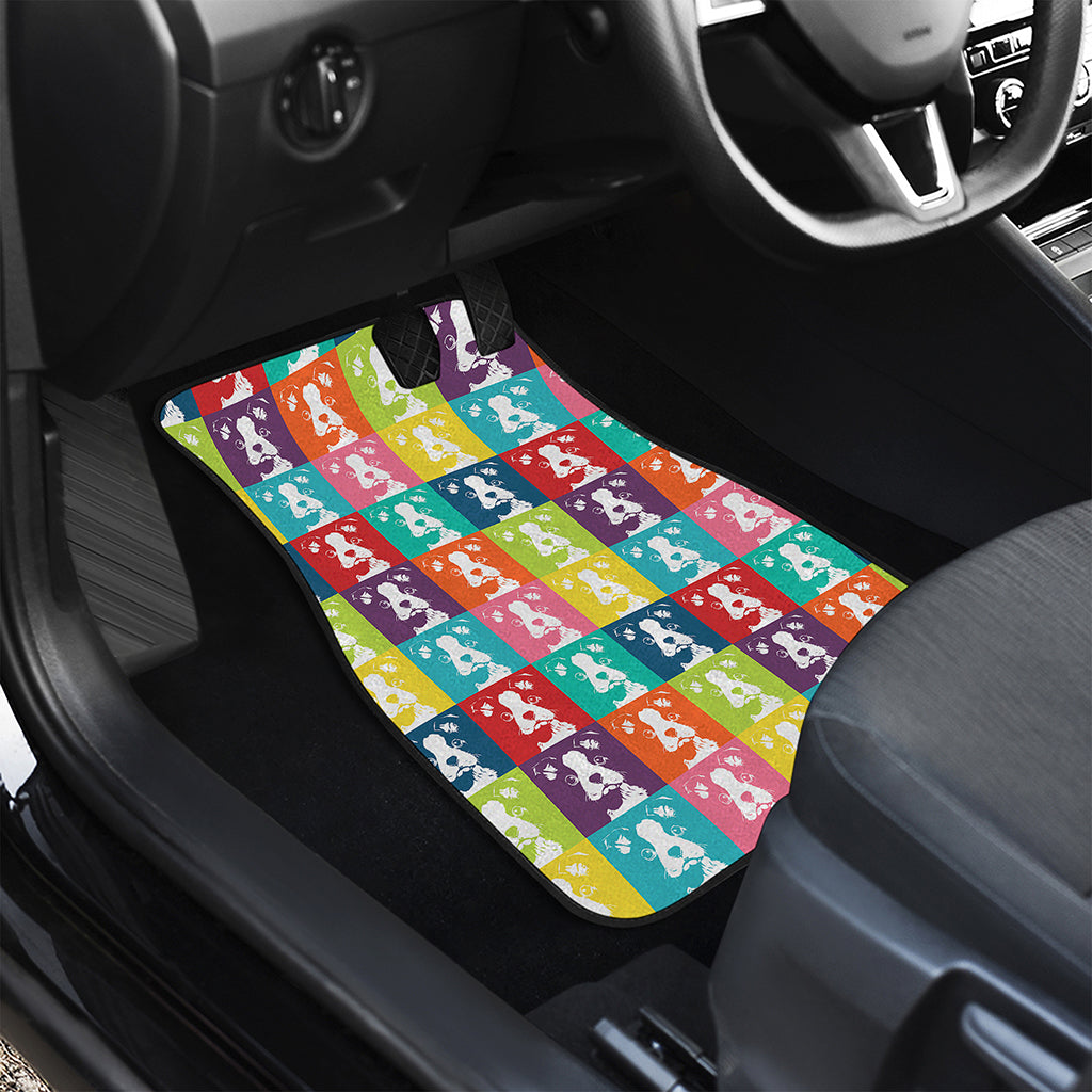 Cute Boston Terrier Faces Print Front and Back Car Floor Mats