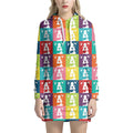 Cute Boston Terrier Faces Print Pullover Hoodie Dress