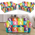 Cute Boston Terrier Faces Print Loveseat Slipcover