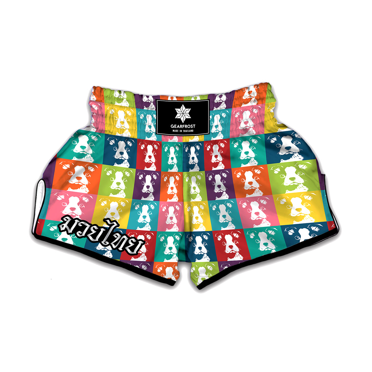 Cute Boston Terrier Faces Print Muay Thai Boxing Shorts