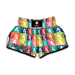 Cute Boston Terrier Faces Print Muay Thai Boxing Shorts