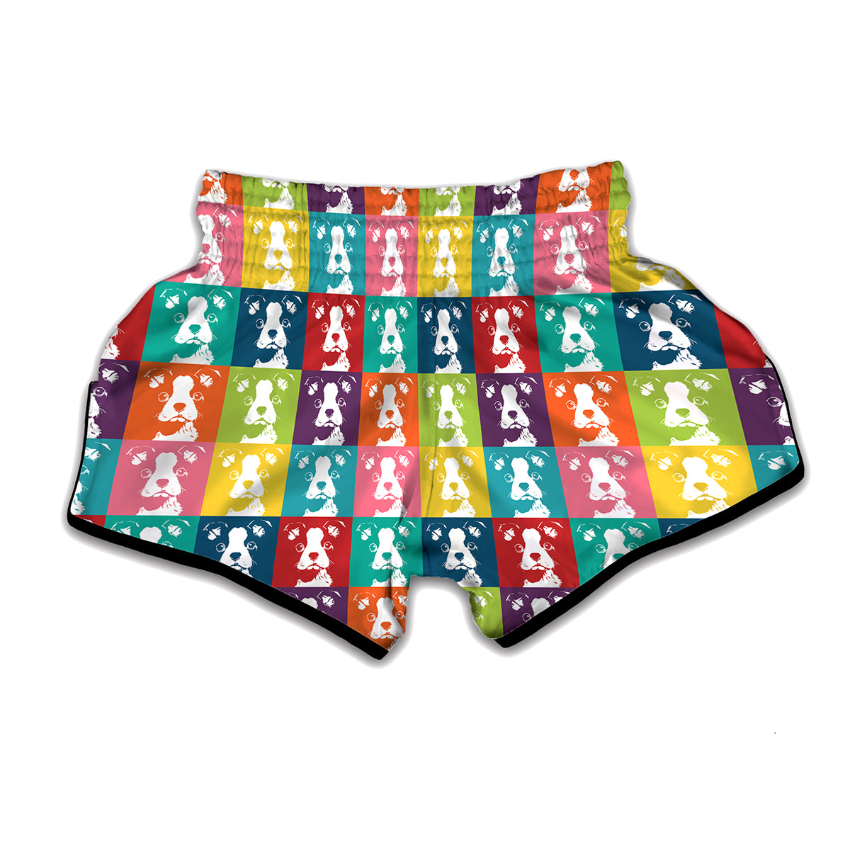 Cute Boston Terrier Faces Print Muay Thai Boxing Shorts