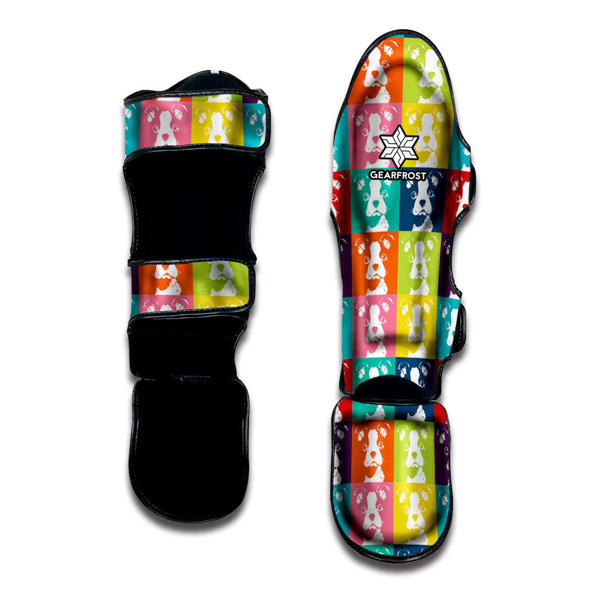 Cute Boston Terrier Faces Print Muay Thai Shin Guard