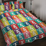 Cute Boston Terrier Faces Print Quilt Bed Set