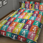 Cute Boston Terrier Faces Print Quilt Bed Set