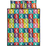 Cute Boston Terrier Faces Print Quilt Bed Set