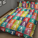 Cute Boston Terrier Faces Print Quilt Bed Set