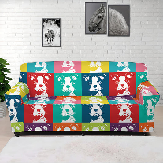 Cute Boston Terrier Faces Print Sofa Cover