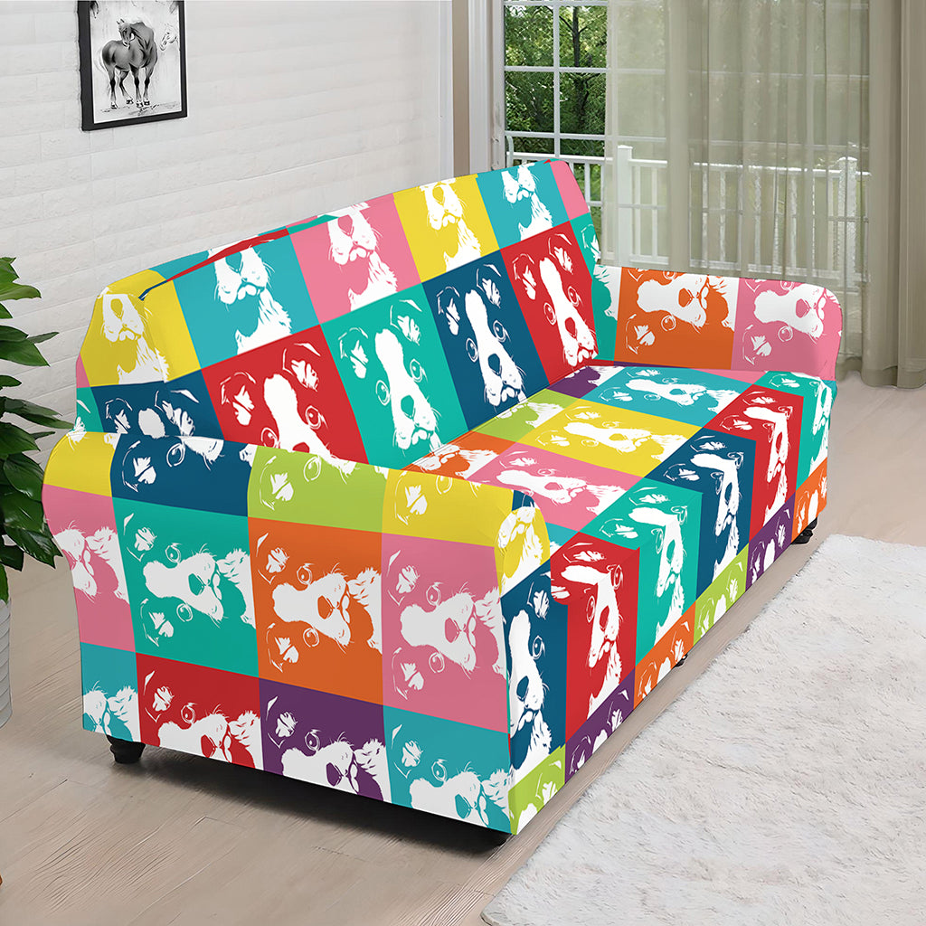 Cute Boston Terrier Faces Print Sofa Cover