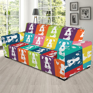 Cute Boston Terrier Faces Print Sofa Slipcover