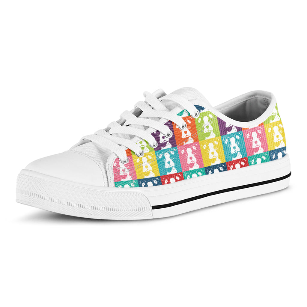 Cute Boston Terrier Faces Print White Low Top Shoes