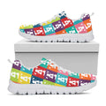Cute Boston Terrier Faces Print White Running Shoes