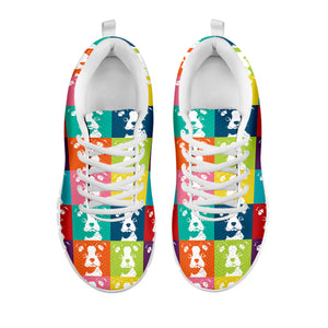 Cute Boston Terrier Faces Print White Sneakers