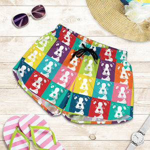 Cute Boston Terrier Faces Print Women's Shorts