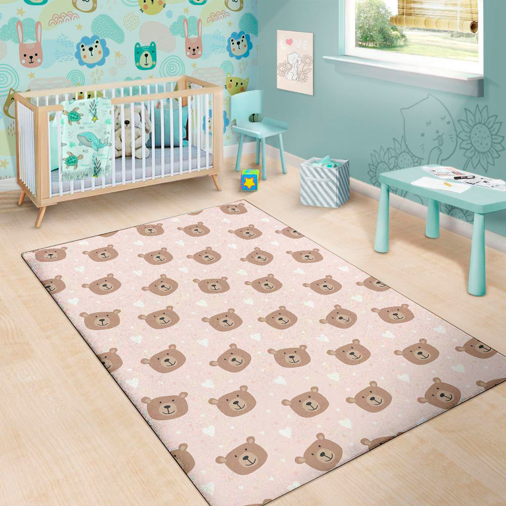 Cute Brown Bear Pattern Print Area Rug