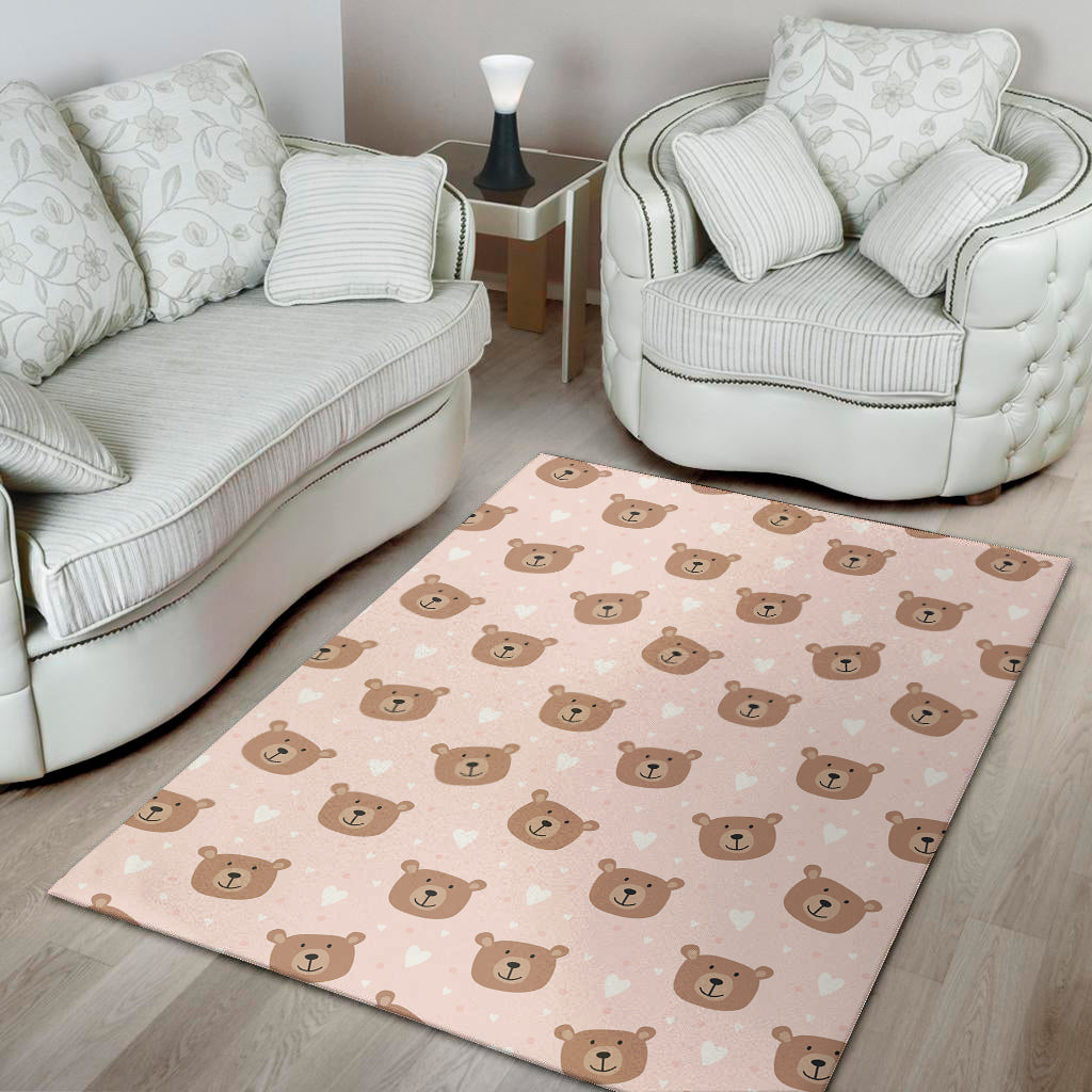 Cute Brown Bear Pattern Print Area Rug