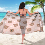 Cute Brown Bear Pattern Print Beach Sarong Wrap