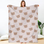 Cute Brown Bear Pattern Print Blanket