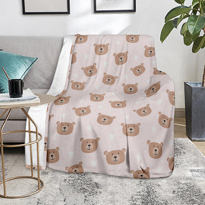 Cute Brown Bear Pattern Print Blanket