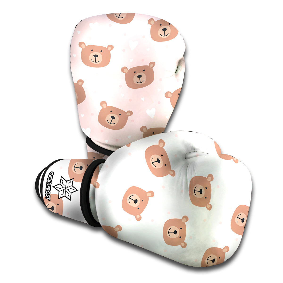 Cute Brown Bear Pattern Print Boxing Gloves