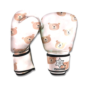 Cute Brown Bear Pattern Print Boxing Gloves