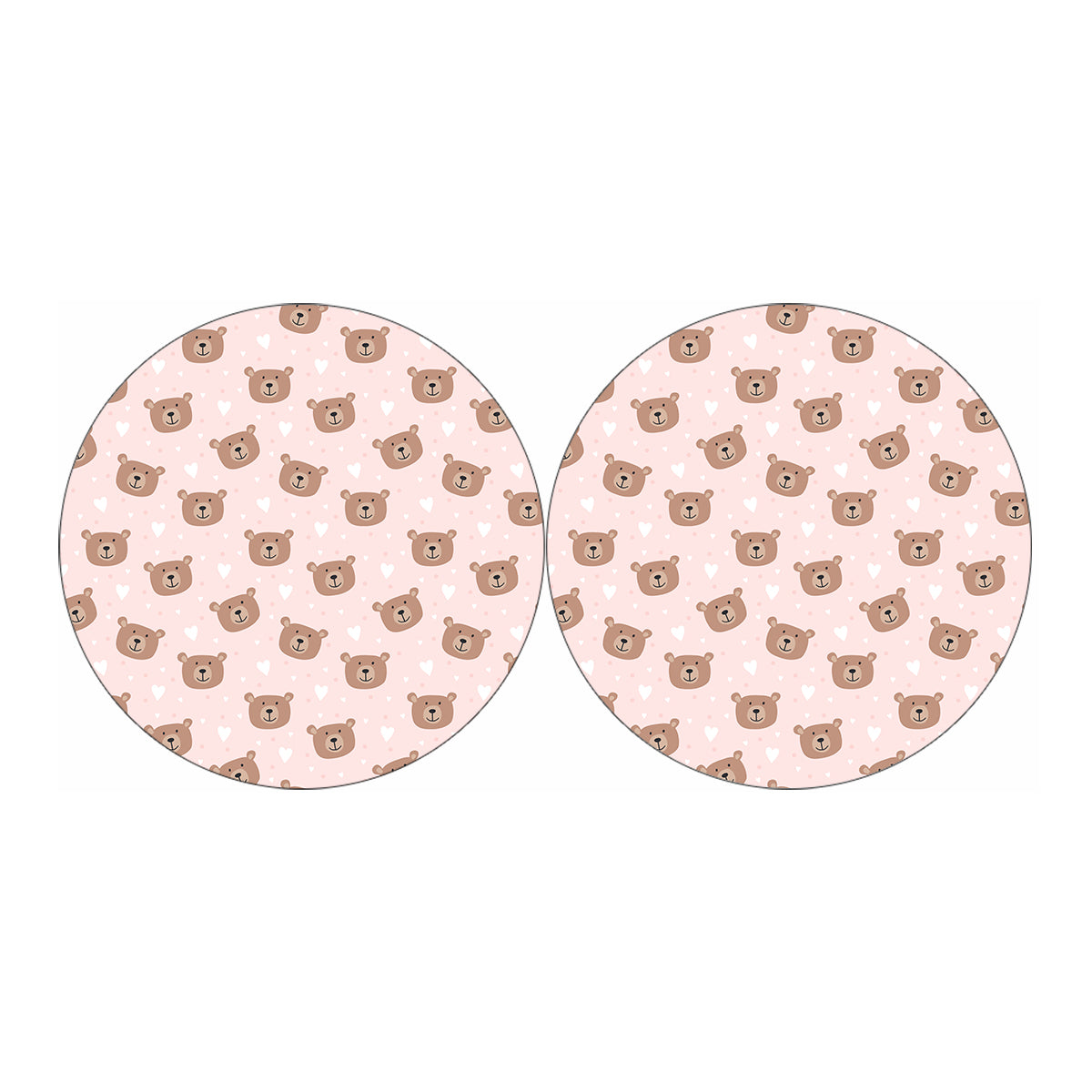 Cute Brown Bear Pattern Print Car Coasters