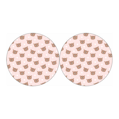 Cute Brown Bear Pattern Print Car Coasters