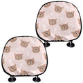 Cute Brown Bear Pattern Print Car Headrest Covers