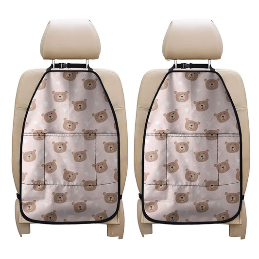 Cute Brown Bear Pattern Print Car Seat Organizers
