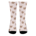 Cute Brown Bear Pattern Print Crew Socks