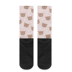 Cute Brown Bear Pattern Print Crew Socks