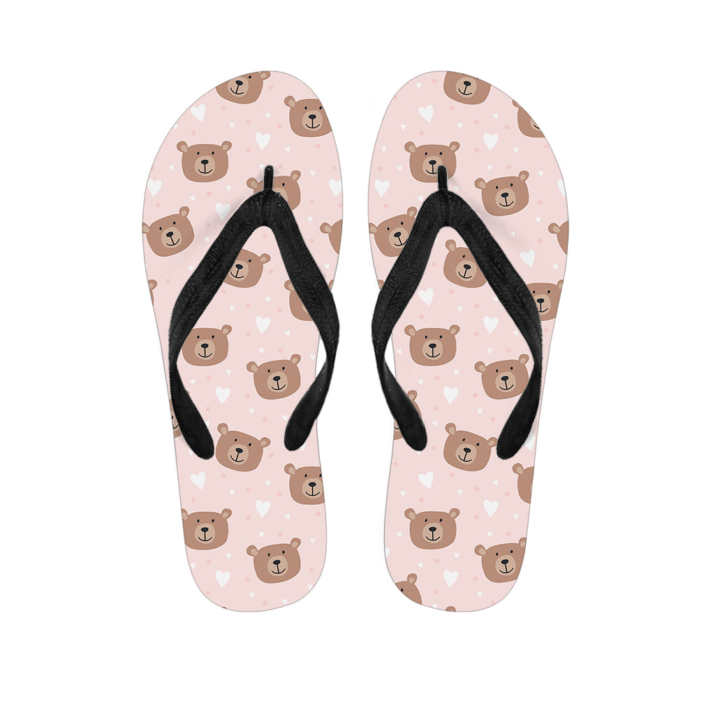 Cute Brown Bear Pattern Print Flip Flops