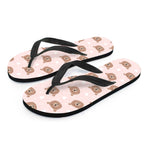 Cute Brown Bear Pattern Print Flip Flops