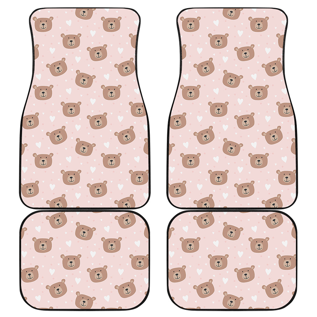 Cute Brown Bear Pattern Print Front and Back Car Floor Mats