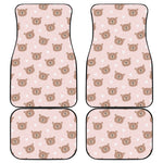 Cute Brown Bear Pattern Print Front and Back Car Floor Mats