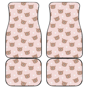 Cute Brown Bear Pattern Print Front and Back Car Floor Mats