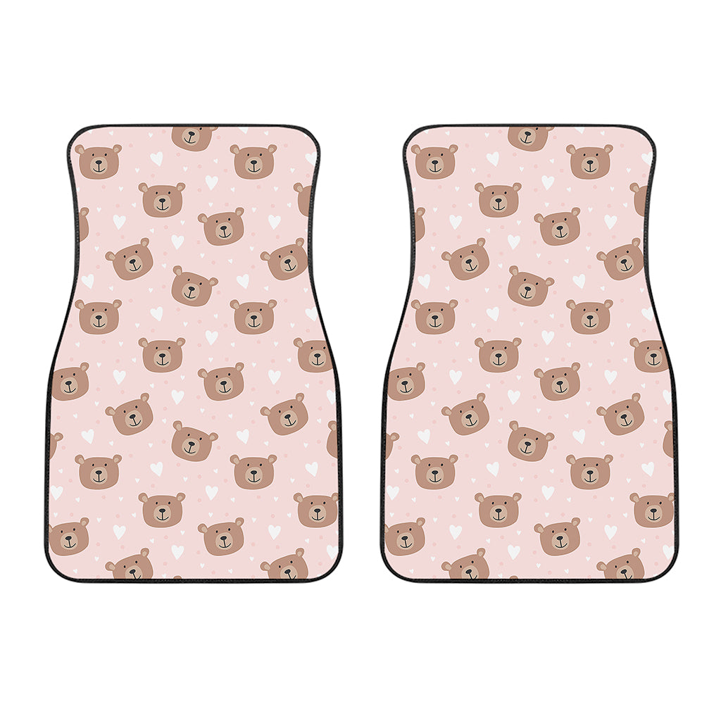 Cute Brown Bear Pattern Print Front Car Floor Mats