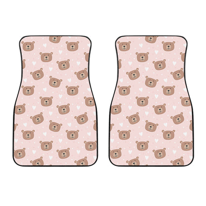 Cute Brown Bear Pattern Print Front Car Floor Mats