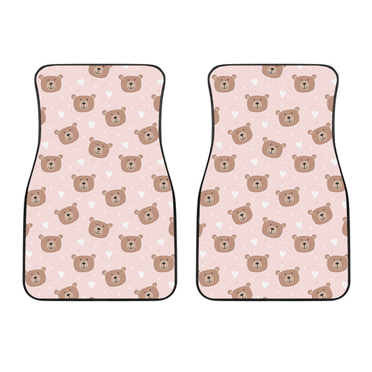 Cute Brown Bear Pattern Print Front Car Floor Mats