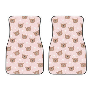 Cute Brown Bear Pattern Print Front Car Floor Mats