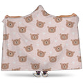 Cute Brown Bear Pattern Print Hooded Blanket