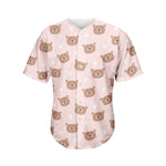 Cute Brown Bear Pattern Print Men's Baseball Jersey