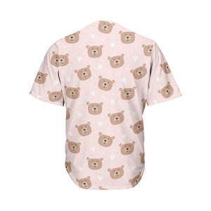 Cute Brown Bear Pattern Print Men's Baseball Jersey