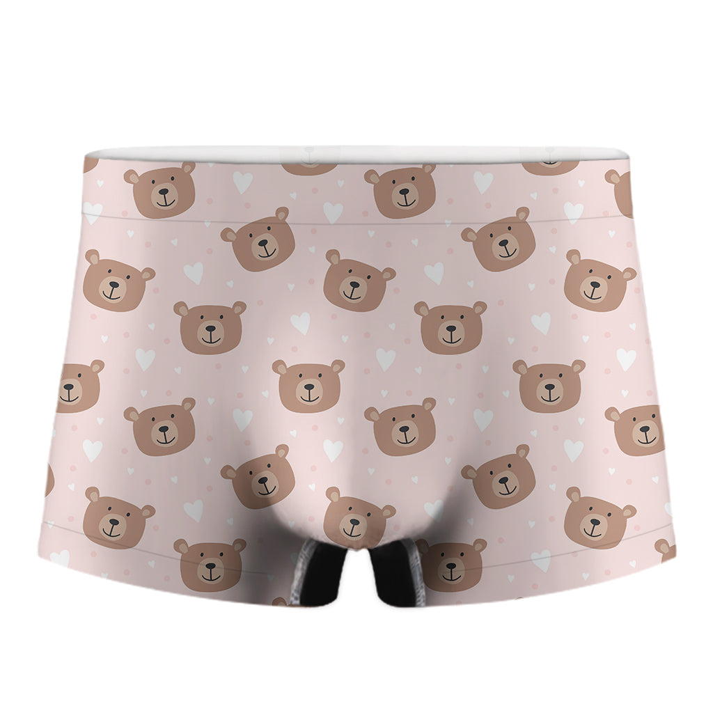 Cute Brown Bear Pattern Print Men's Boxer Briefs