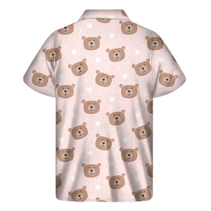 Cute Brown Bear Pattern Print Men's Short Sleeve Shirt